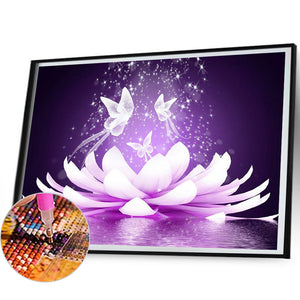 Purple Lotus 50*40CM (canvas) Full Round Drill Diamond Painting