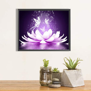 Purple Lotus 50*40CM (canvas) Full Round Drill Diamond Painting