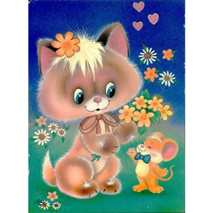 Bunny And Mouse 30*40CM (canvas) Full Round Drill Diamond Painting