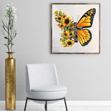 Load image into Gallery viewer, Butterfly Sunflower 40*40CM (canvas) Full Square Drill Diamond Painting
