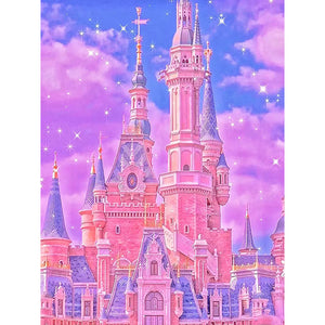 Pink Castle 40*50CM (canvas) Full Round Drill Diamond Painting