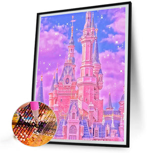 Pink Castle 40*50CM (canvas) Full Round Drill Diamond Painting