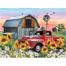 Load image into Gallery viewer, Sunflower Red Vintage Car 40*30CM (canvas) Full Round Drill Diamond Painting
