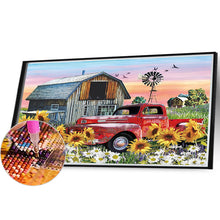 Load image into Gallery viewer, Sunflower Red Vintage Car 40*30CM (canvas) Full Round Drill Diamond Painting
