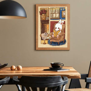 Little White Rabbit Reading A Book 40*50CM (canvas) Full Round Drill Diamond Painting