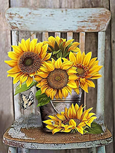 Sunflower On Chair 40*50CM (canvas) Full Square Drill Diamond Painting