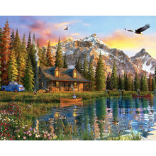 Load image into Gallery viewer, Lake Scenery Under Snow Mountain 50*40CM (canvas) Full Round Drill Diamond Painting
