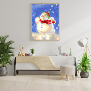 Winter Snowman 30*40CM (canvas) Full Round Drill Diamond Painting