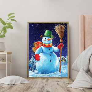 Winter Snowman 30*40CM (canvas) Full Round Drill Diamond Painting