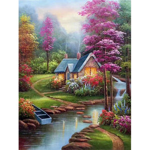 Riverside Garden Cottage 40*50CM (canvas) Full Square Drill Diamond Painting