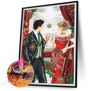 Christmas Party Men And Women 30*40CM (canvas) Partial Special-Shaped Drill Diamond Painting