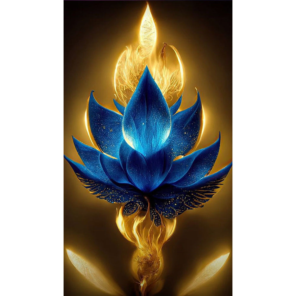 Buddha Light Blue Lotus 40*70CM (canvas) Full Square Drill Diamond Painting