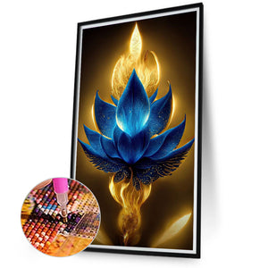 Buddha Light Blue Lotus 40*70CM (canvas) Full Square Drill Diamond Painting
