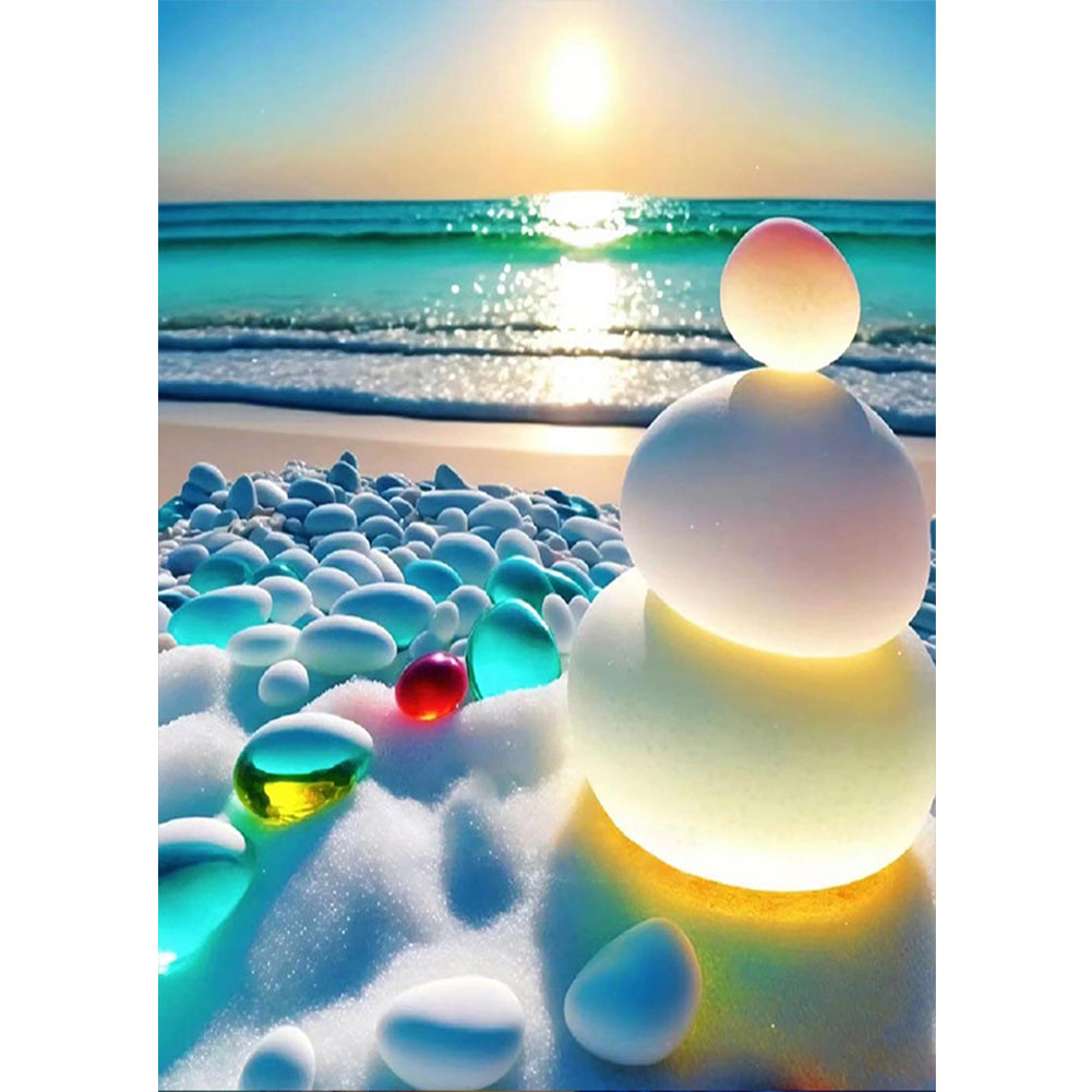 Diamond Painting Beach Rainbow Stone 004, Full Image - Painting
