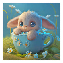 Load image into Gallery viewer, Light Blue Potted Plant Zodiac Rabbit 30*30CM (canvas) Full Round Drill Diamond Painting
