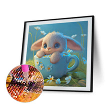 Load image into Gallery viewer, Light Blue Potted Plant Zodiac Rabbit 30*30CM (canvas) Full Round Drill Diamond Painting
