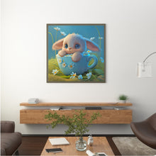 Load image into Gallery viewer, Light Blue Potted Plant Zodiac Rabbit 30*30CM (canvas) Full Round Drill Diamond Painting
