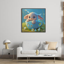 Load image into Gallery viewer, Light Blue Potted Plant Zodiac Rabbit 30*30CM (canvas) Full Round Drill Diamond Painting
