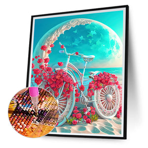 Beach Romantic Rose Bike 30*40CM (canvas) Full Round Drill Diamond Painting