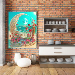 Beach Romantic Rose Bike 30*40CM (canvas) Full Round Drill Diamond Painting