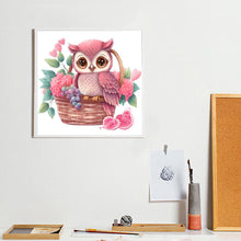 Load image into Gallery viewer, Pink Flower Owl 30*30CM (canvas) Full Round Drill Diamond Painting
