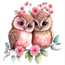 Load image into Gallery viewer, Pink Flower Owl 30*30CM (canvas) Full Round Drill Diamond Painting
