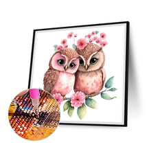 Load image into Gallery viewer, Pink Flower Owl 30*30CM (canvas) Full Round Drill Diamond Painting
