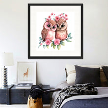 Load image into Gallery viewer, Pink Flower Owl 30*30CM (canvas) Full Round Drill Diamond Painting
