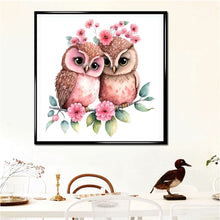 Load image into Gallery viewer, Pink Flower Owl 30*30CM (canvas) Full Round Drill Diamond Painting
