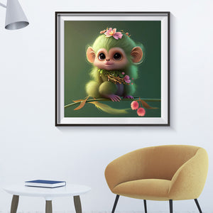 Monkey On Dream Branch 30*30CM (canvas) Full Round Drill Diamond Painting