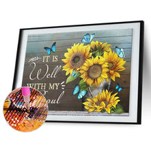 Load image into Gallery viewer, Sunflower Calligraphy And Painting 50*40CM (canvas) Full Round Drill Diamond Painting
