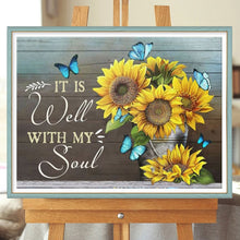 Load image into Gallery viewer, Sunflower Calligraphy And Painting 50*40CM (canvas) Full Round Drill Diamond Painting
