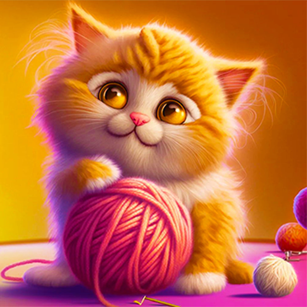 Soft Cute Cat 30*30CM (canvas) Full Round Drill Diamond Painting