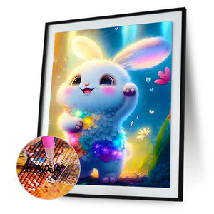 Lantern White Rabbit 30*40CM (canvas) Full Round Drill Diamond Painting