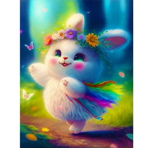 Lantern White Rabbit 30*40CM (canvas) Full Round Drill Diamond Painting