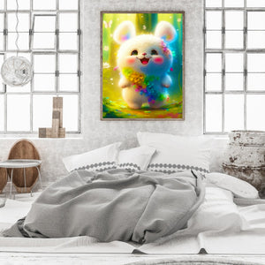 Lantern White Rabbit 30*40CM (canvas) Full Round Drill Diamond Painting