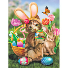 Load image into Gallery viewer, Easter Cat Bunny 30*40CM (canvas) Full Round Drill Diamond Painting
