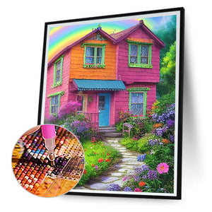 Rainbow House 40*50CM (canvas) Full Round Drill Diamond Painting