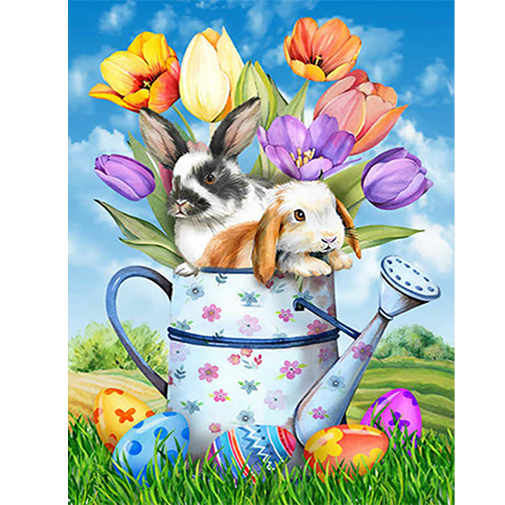 Easter Egg Bunny Shower 30*40CM (canvas) Full Round Drill Diamond Painting