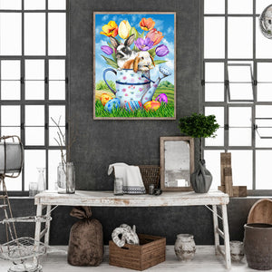 Easter Egg Bunny Shower 30*40CM (canvas) Full Round Drill Diamond Painting