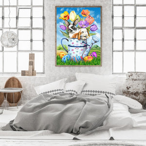 Easter Egg Bunny Shower 30*40CM (canvas) Full Round Drill Diamond Painting