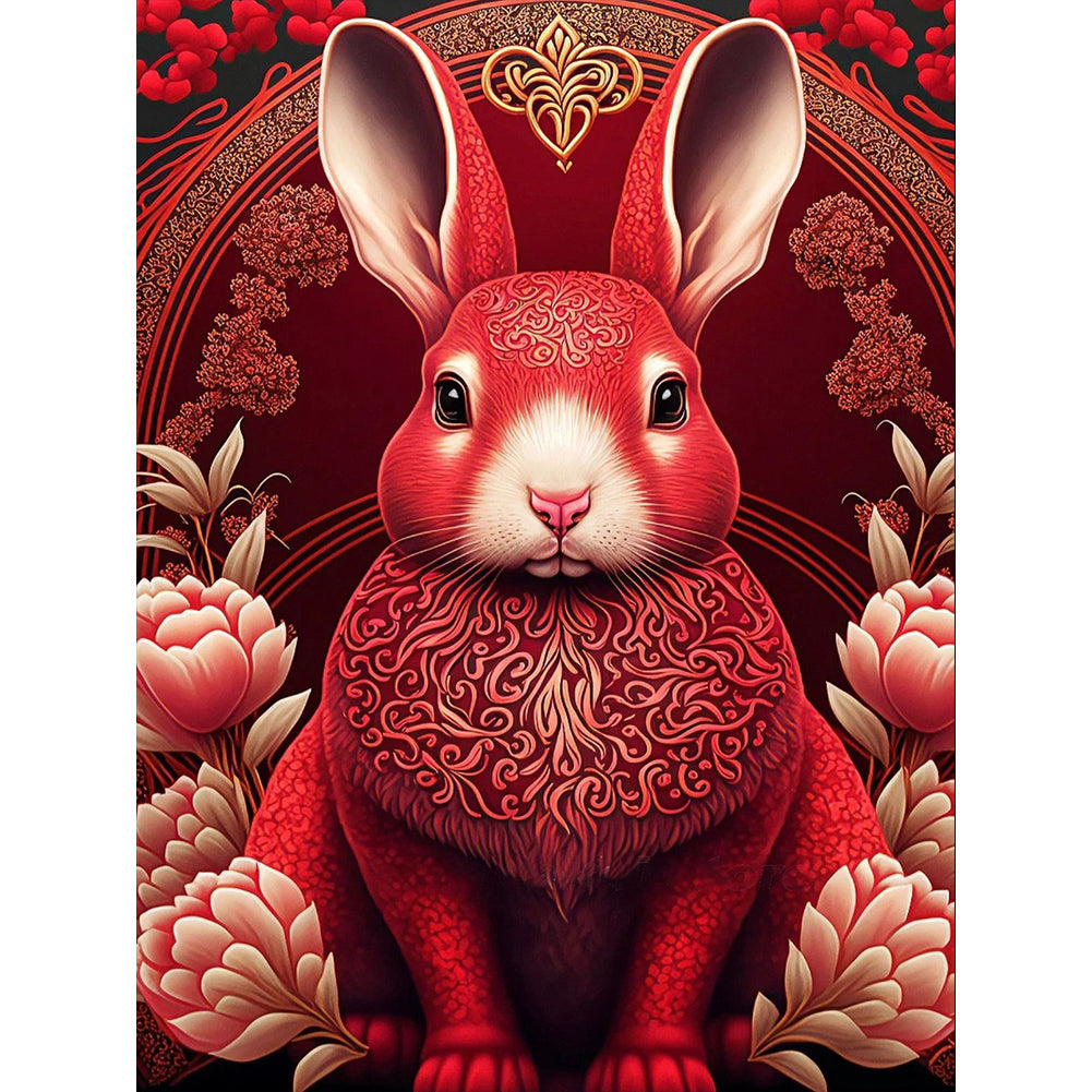 Red Golden Rabbit 30*40CM (canvas) Full Round Drill Diamond Painting