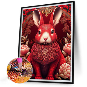 Red Golden Rabbit 30*40CM (canvas) Full Round Drill Diamond Painting