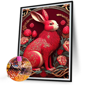 Red Golden Rabbit 30*40CM (canvas) Full Round Drill Diamond Painting