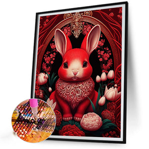 Red Golden Rabbit 30*40CM (canvas) Full Round Drill Diamond Painting