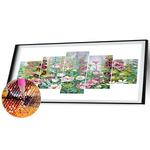 Pond Lotus Pentatype 95*45CM (canvas) Full Round Drill Diamond Painting