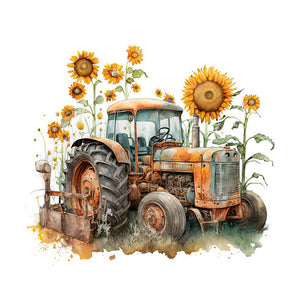 Retro Nostalgic Sunflower Truck 30*30CM (canvas) Full Round Drill Diamond Painting