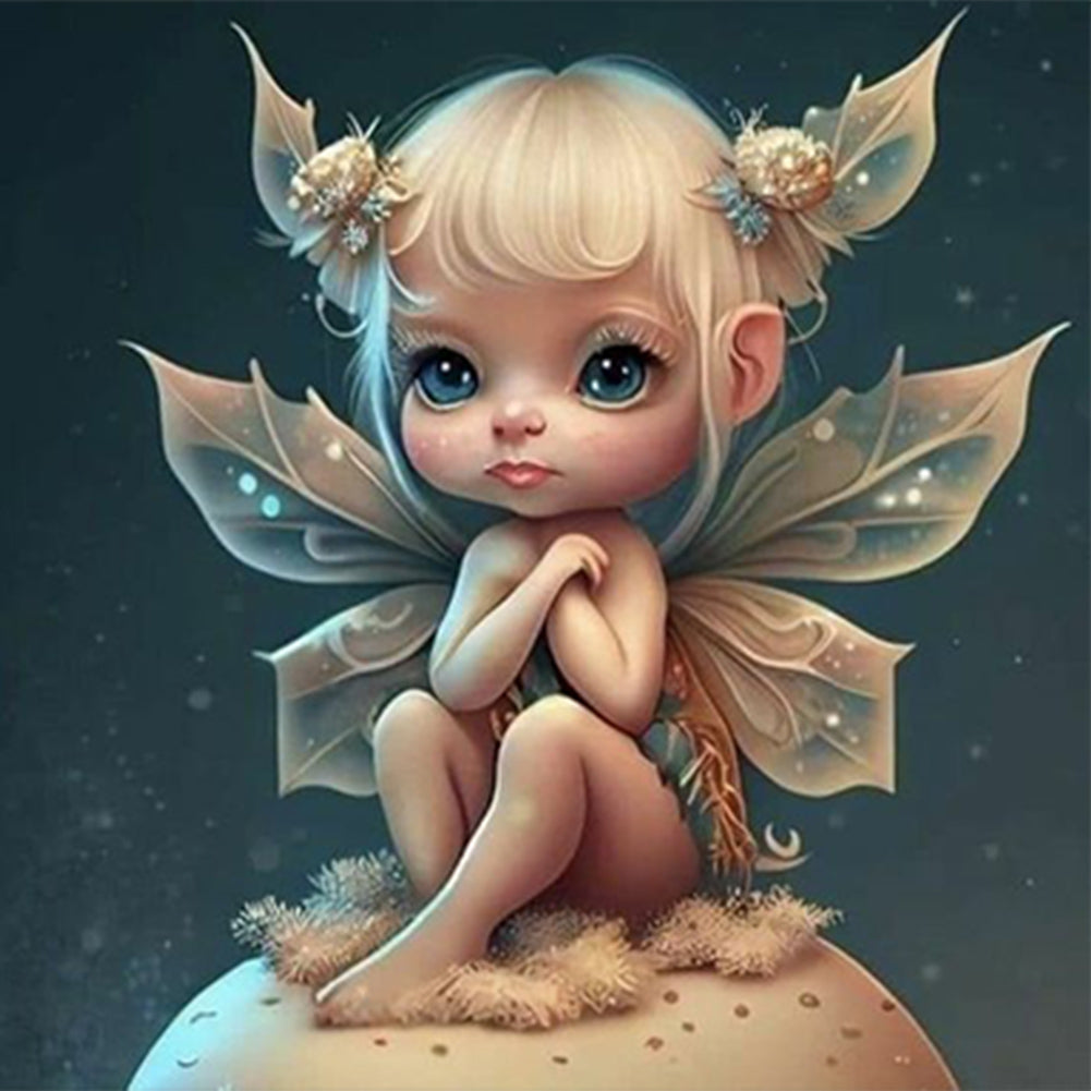 Little Girl With Wings 30*30CM (canvas) Full Round Drill Diamond Painting