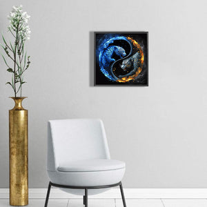 Tiger Yin Yang Diagram 30*30CM (canvas) Full Round Drill Diamond Painting