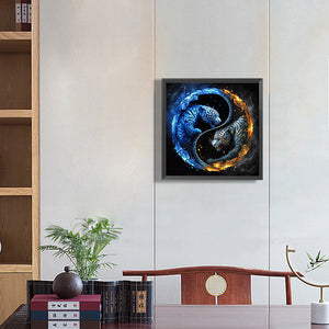 Tiger Yin Yang Diagram 30*30CM (canvas) Full Round Drill Diamond Painting